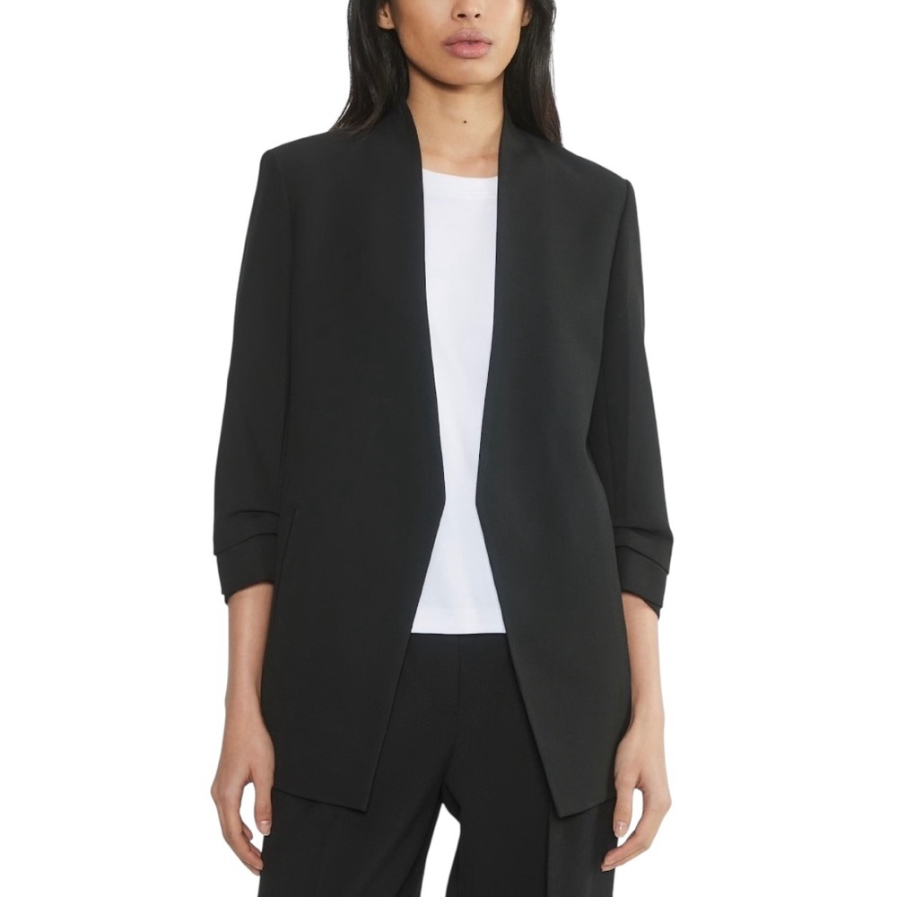 Aritzia Babaton Power Blazer Black Mirror Crepe Hip Length Sz 6